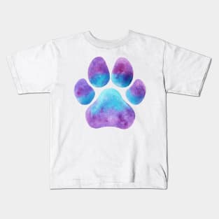 Purple Blue Paw Print Kids T-Shirt